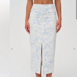 🩵For Love And Lemons🩵 Chantal Toile Denim Midi Pencil Skirt Coquette Girl